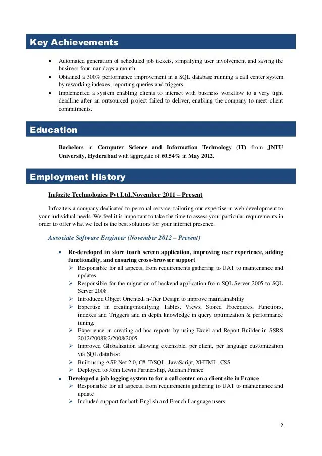 12+ Python Sample Resume For 2 Years Experience