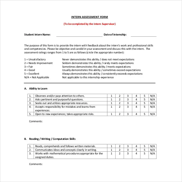 12+ Sample Interview Assessment Forms