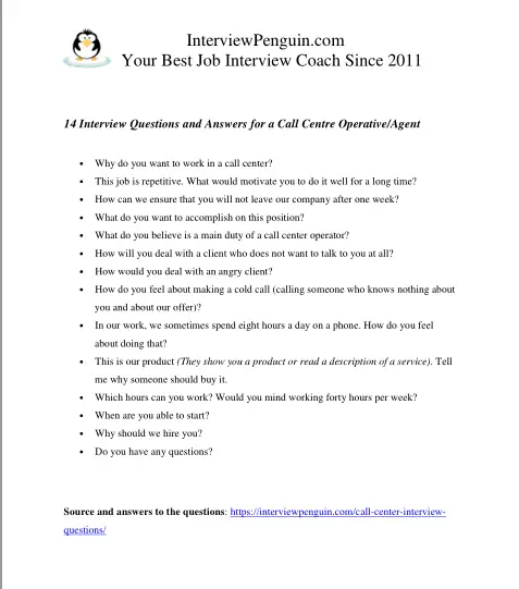 14 Call Center Interview Questions and Answers [2021 Edition]