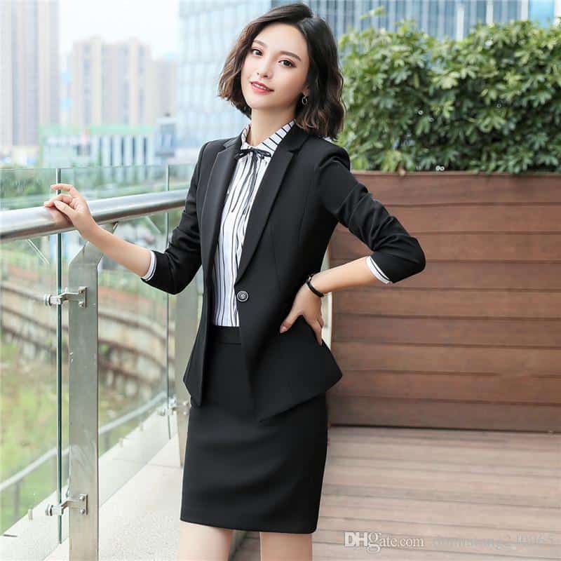 2020 Business Formal Women Black Skirt Suit Spring/ Autumn Fashion ...