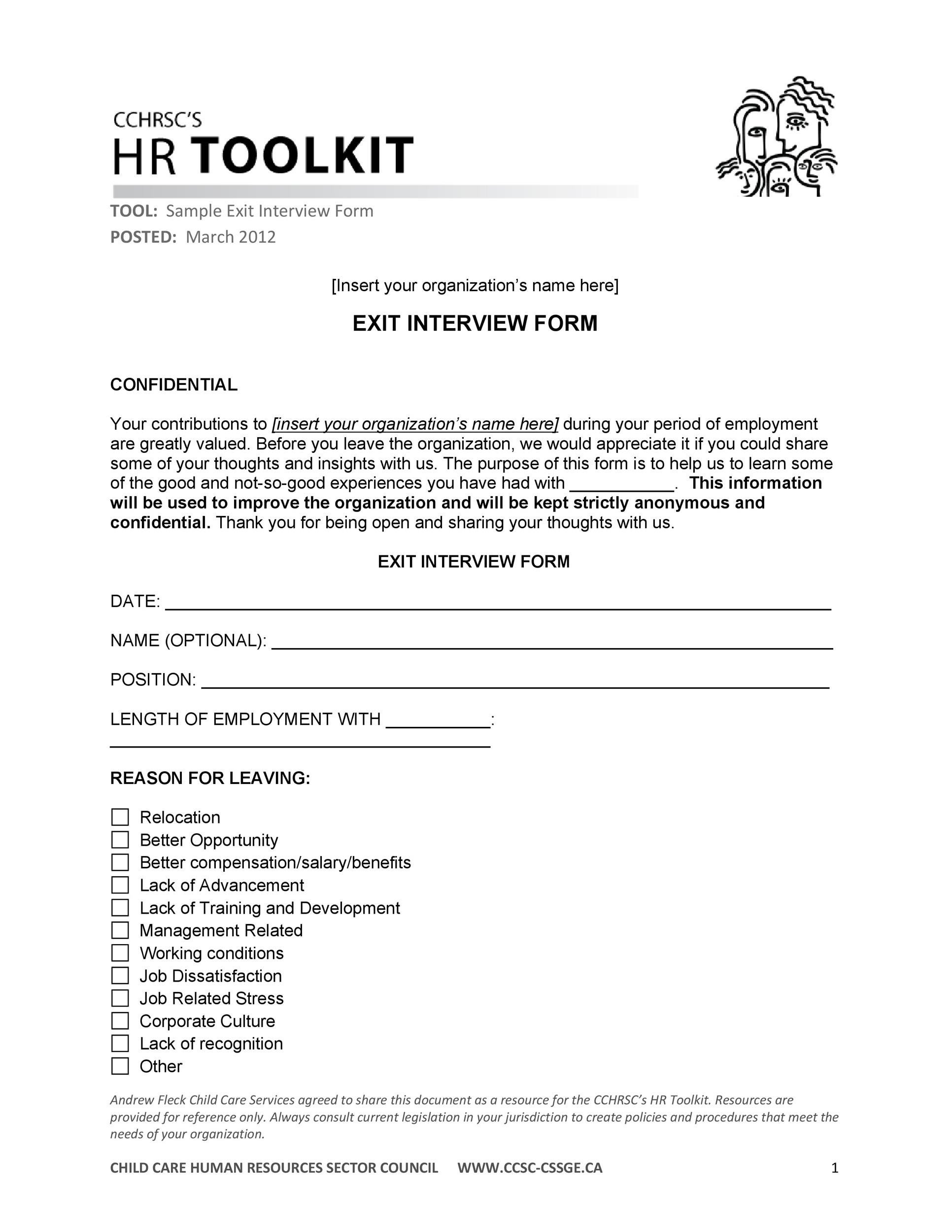 40 Best Exit Interview Templates &  Forms á? TemplateLab