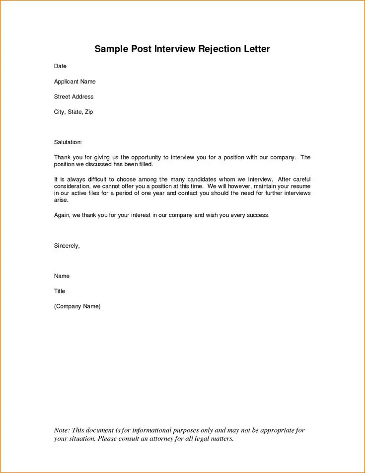 50 Sample Rejection Letter after Interview Eh0y di 2020