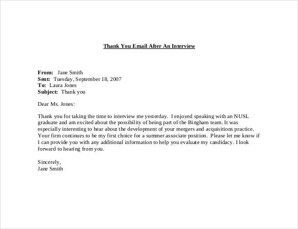 8+ Thank You Note After Interview â Free Sample, Example ...
