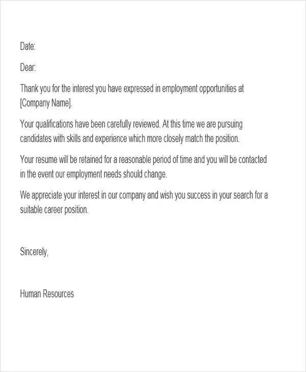 9+ Job Application Rejection Letters Templates for the Applicants