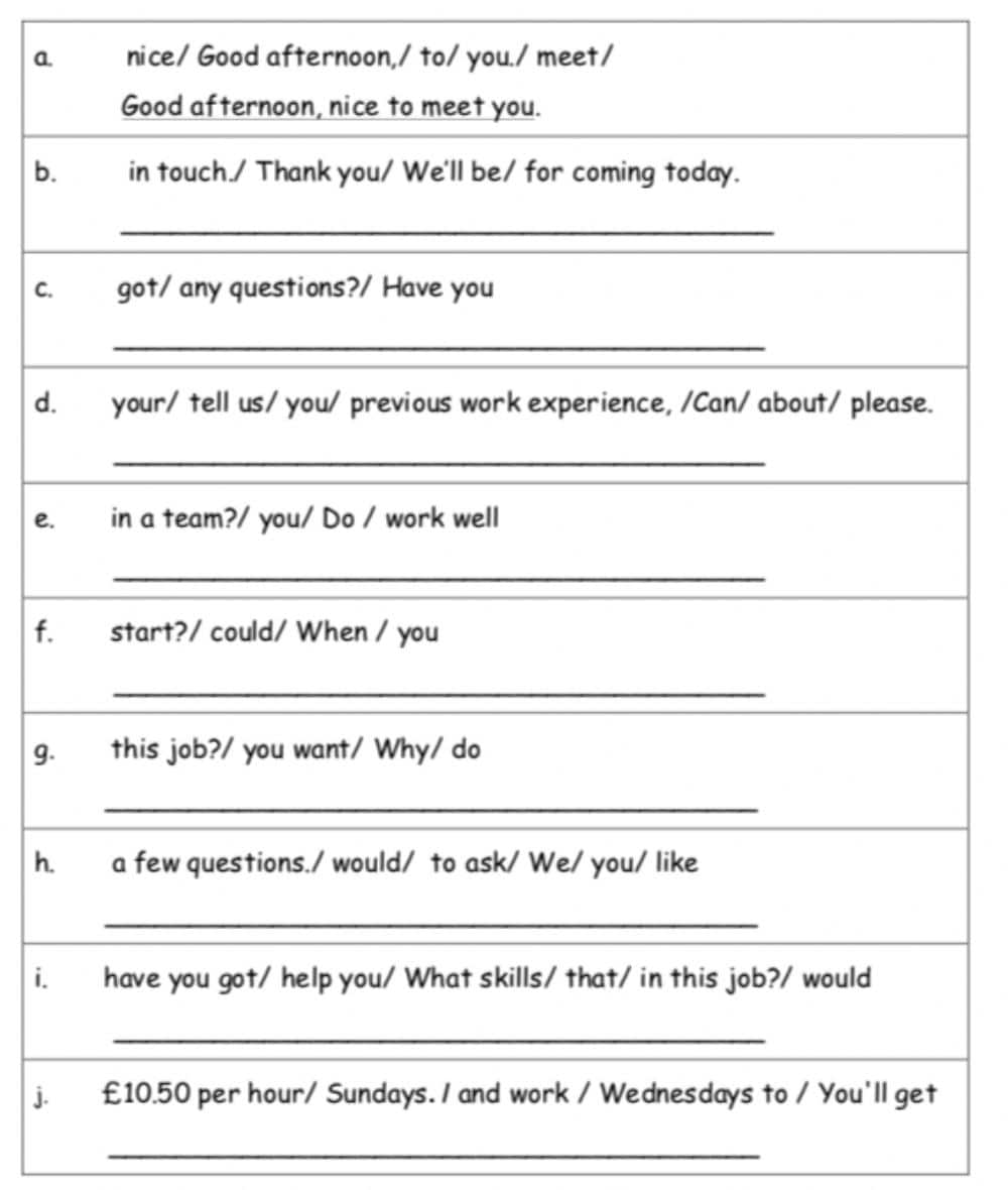 A job interview exercise