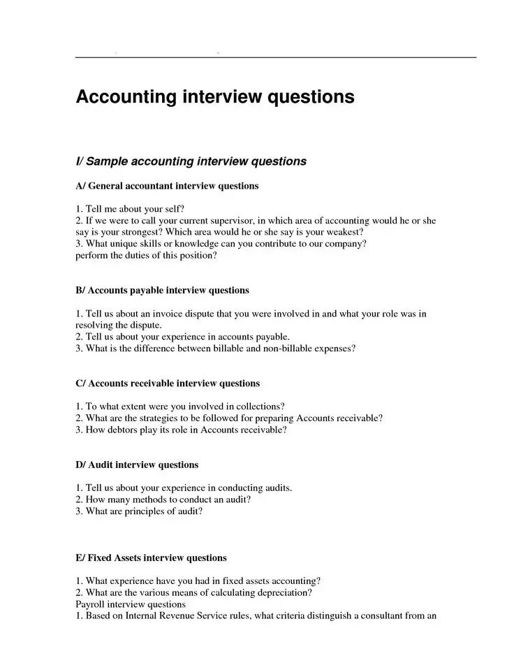 Accountant Interview Questionnaire Sample An accountant interview ...