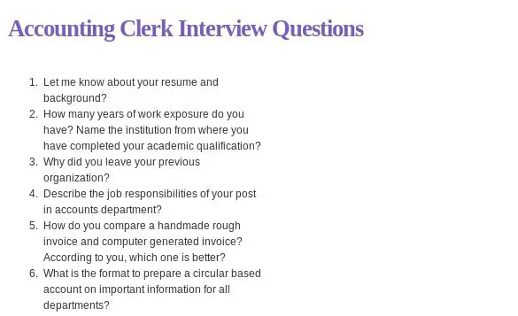 Accounting Clerk Interview Questions