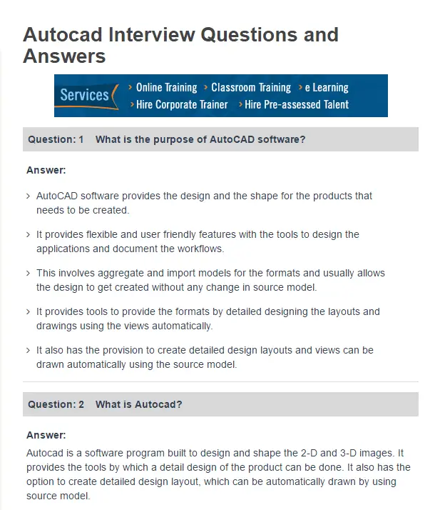 Autocad Interview Questions and Answers