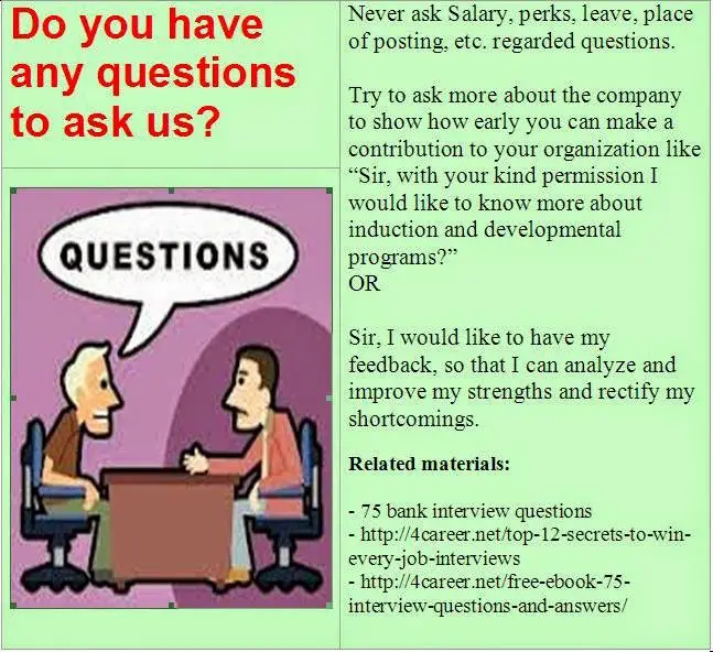 Bank interview questions: Do you have any questions to ask us?