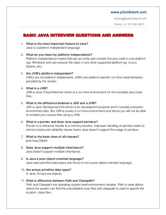 Basic java important interview questions and answers to secure a job