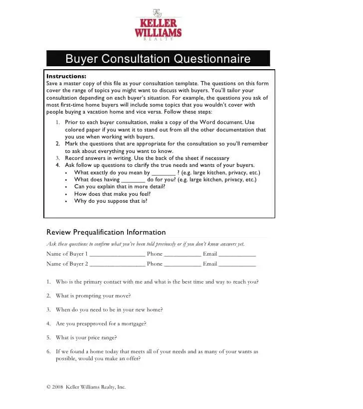 Buyer Consultation Questionnaire
