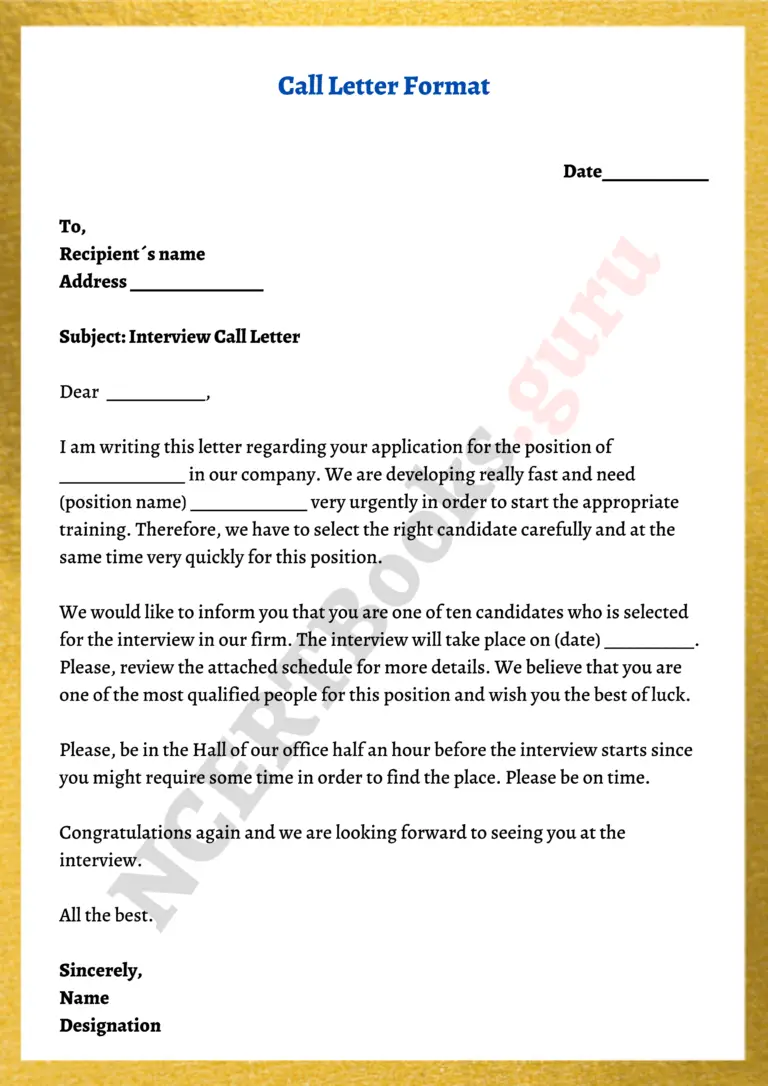 Call Letter Format, Email Format, and Samples