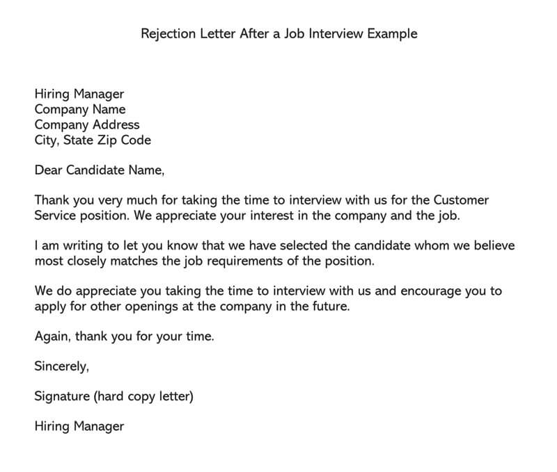 Candidate Rejection Email After an Interview (Free Templates)