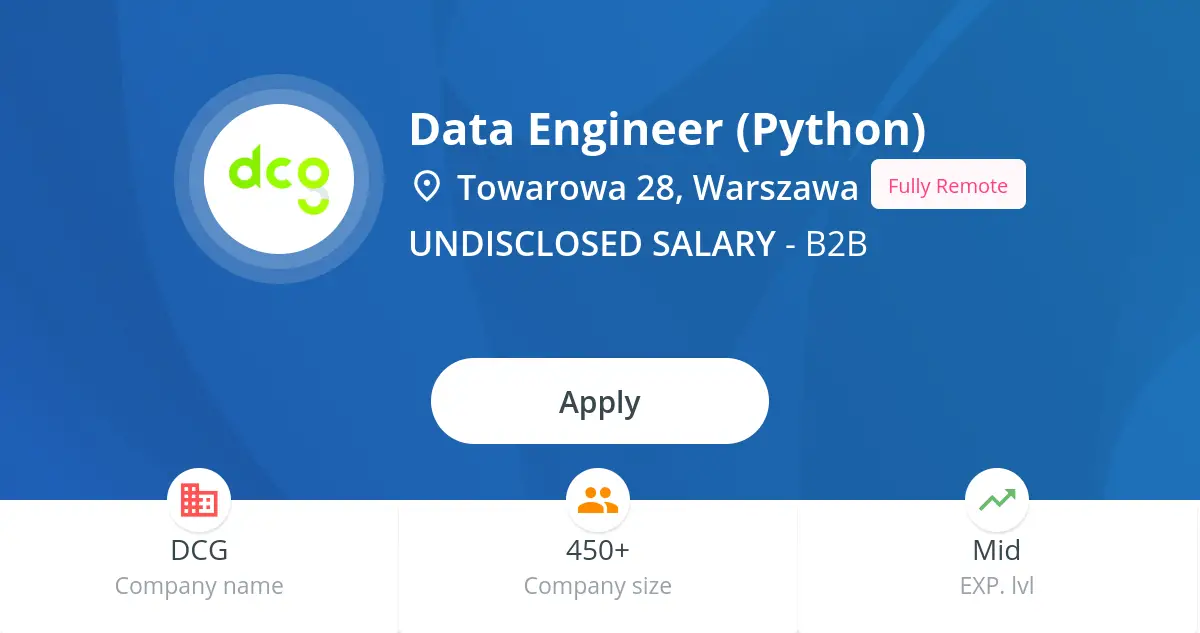 Data Engineer (Python) @DCG