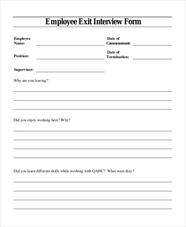 Employee Exit Interview Form â business form letter template