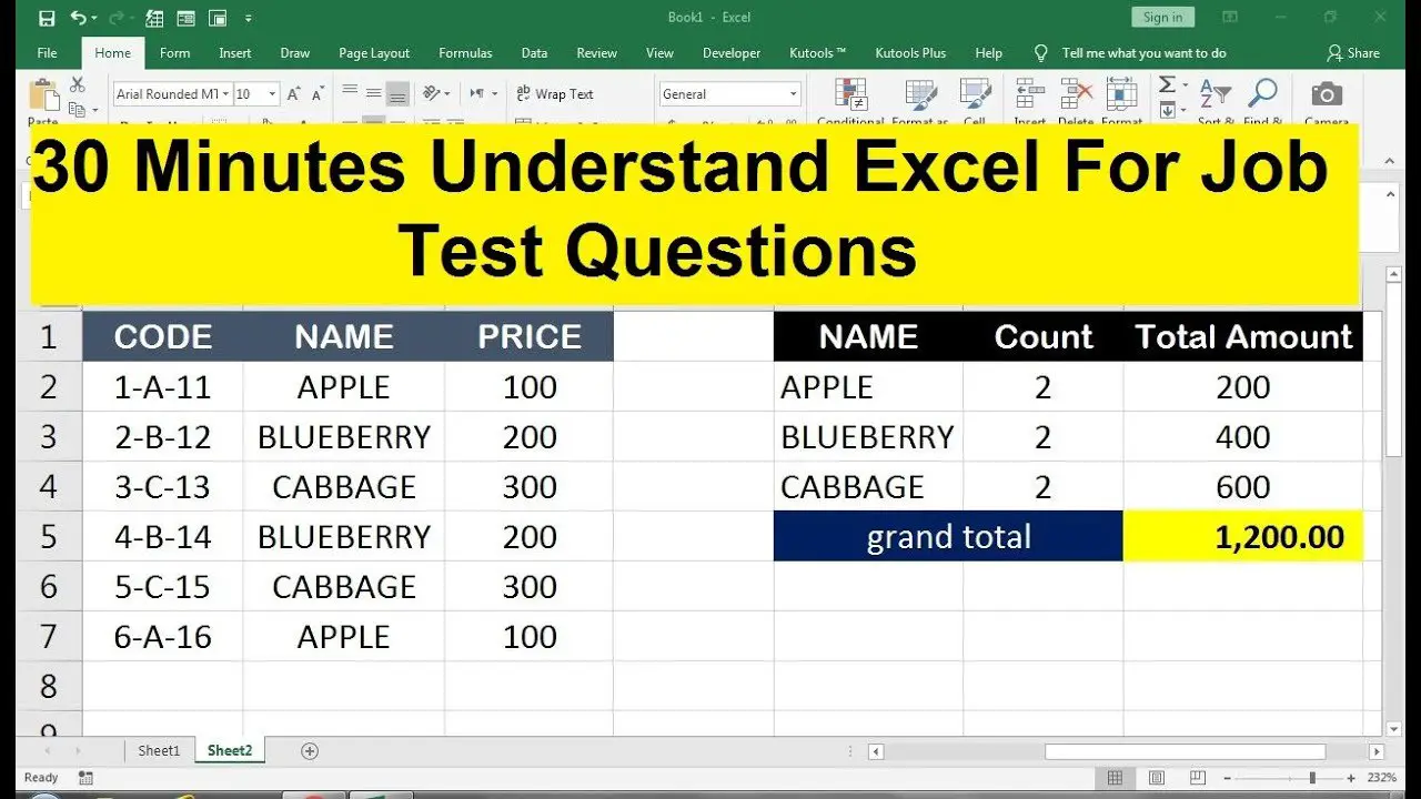excel test for interview candidates