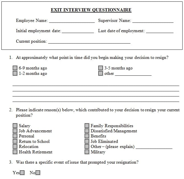 Exit Interview Template &  Forms (Word, PDF) 100% Free
