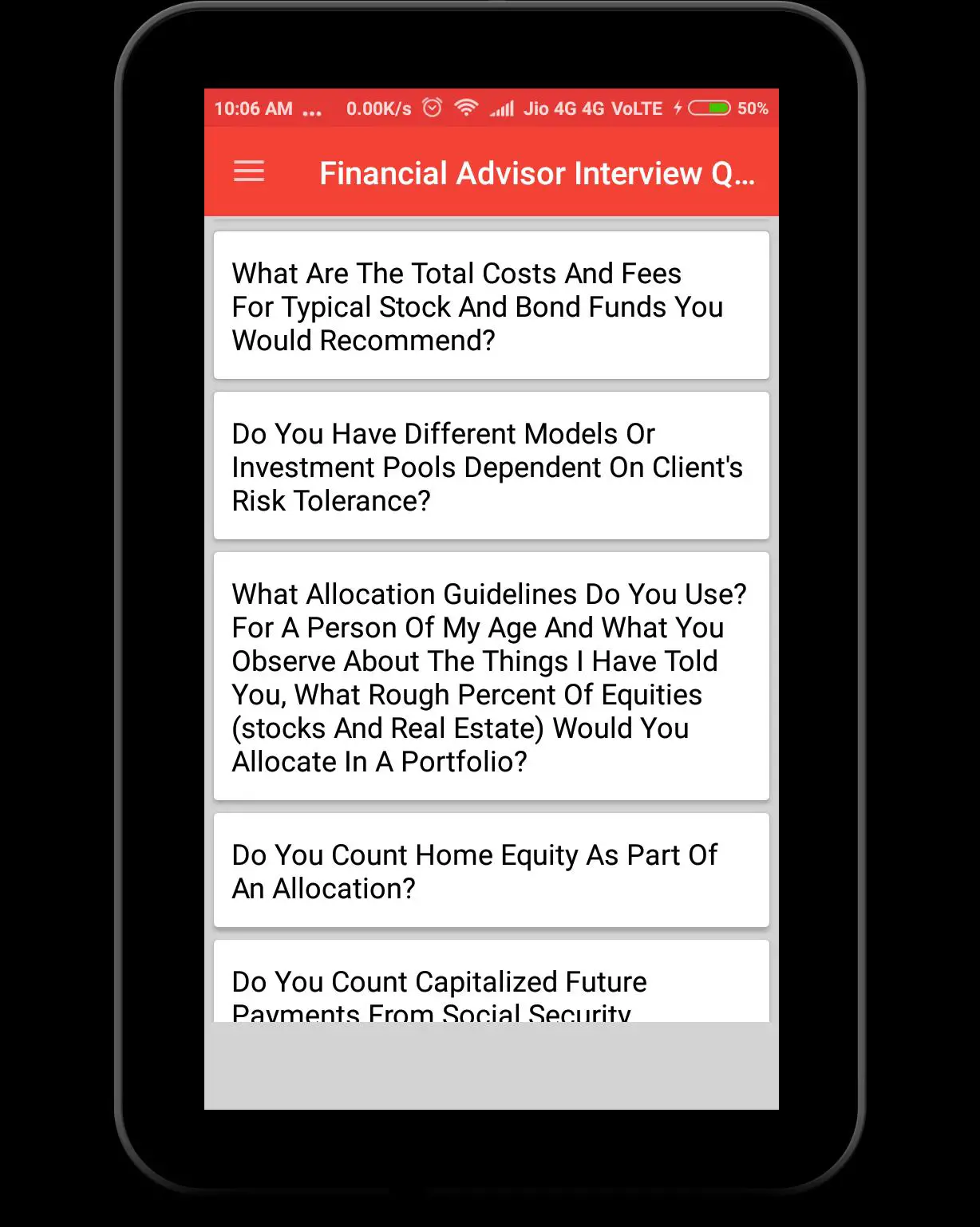 Financial Advisor Interview Question for Android