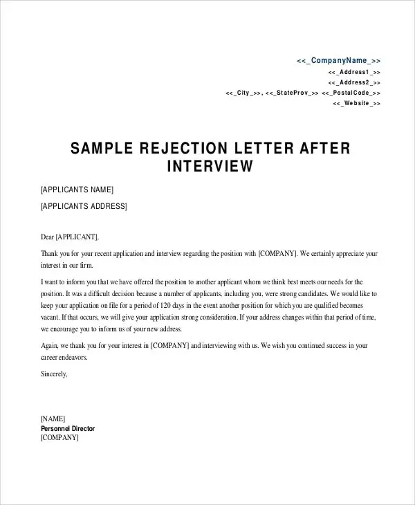 FREE 10+ Sample Rejection Letter Templates in PDF