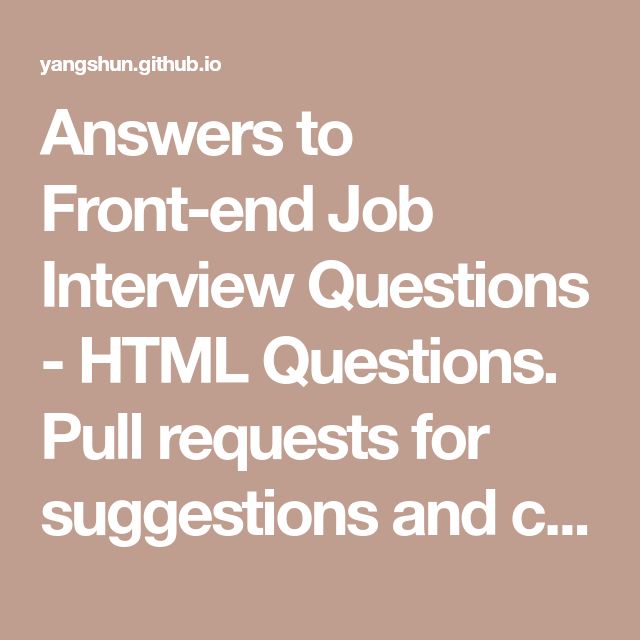 Front End Technologies Interview Questions