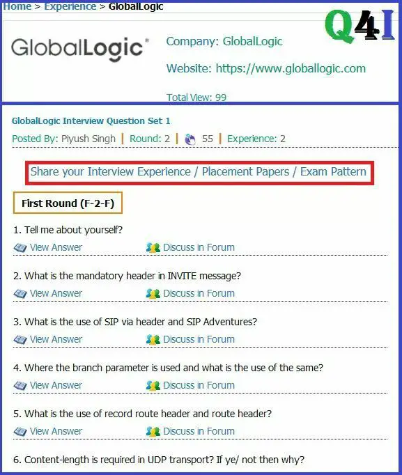 Global Logic Interview Questions with Answers experience 3 to 5 yeara ...