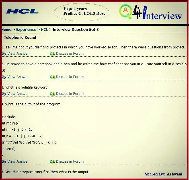 Hcl Business Analyst Interview Questions