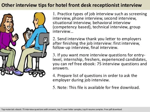 Hotel front desk receptionist interview questions