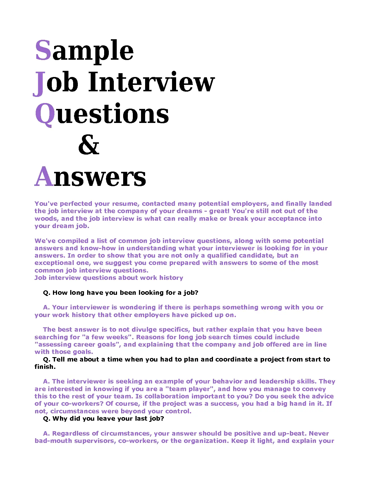 How to Answer Job Interview Questions