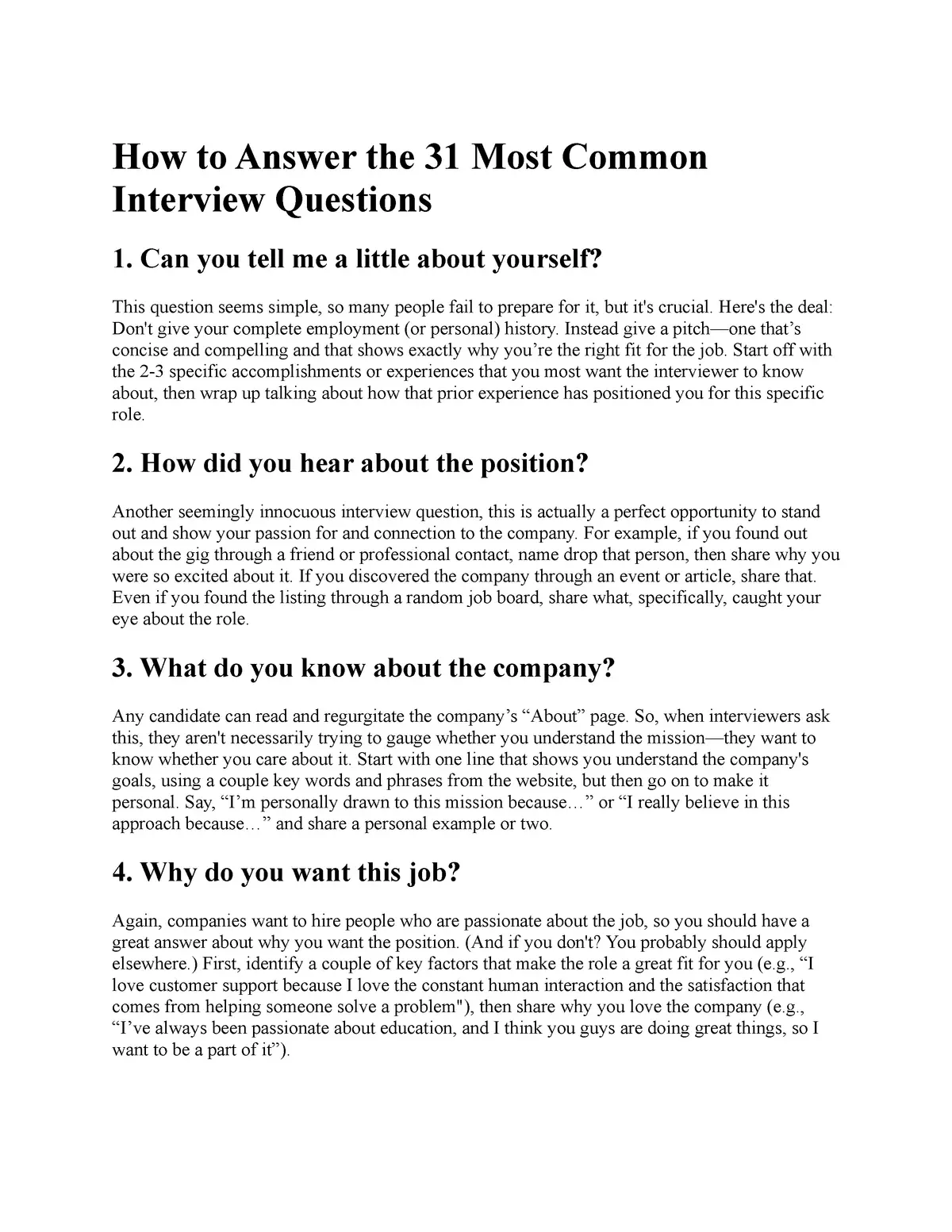 How to Answer the 31 Most Common Interview Questions