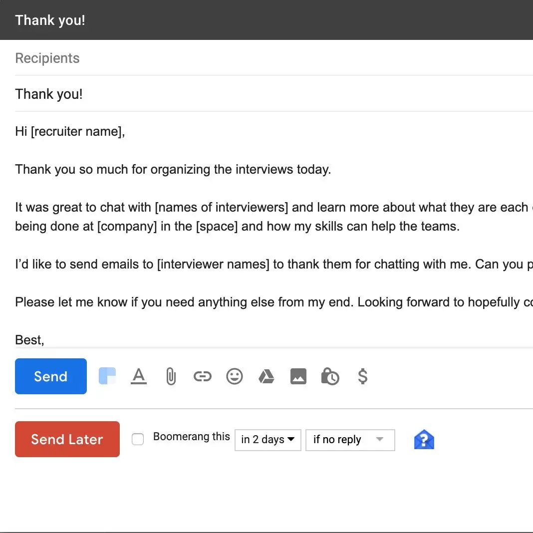 How to write good follow up emails after the interview (with email ...