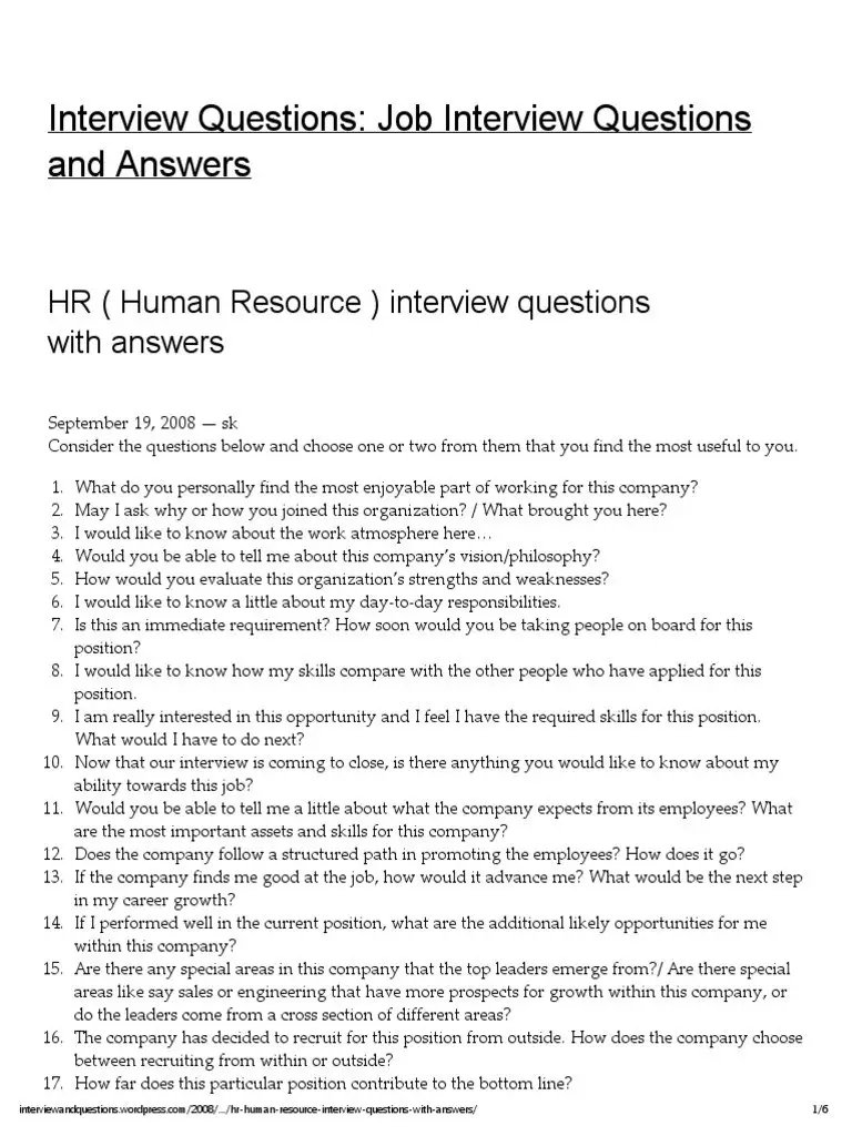 HR ( Human Resource ) Interview Questions With Answers