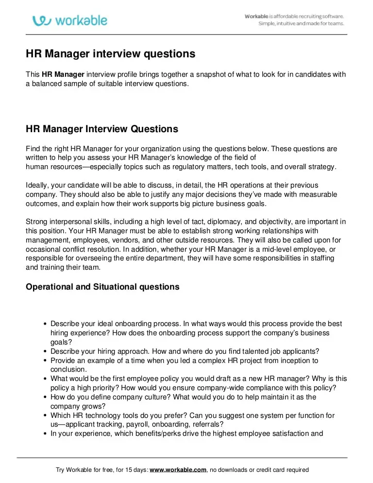 HR Manager Interview Questions