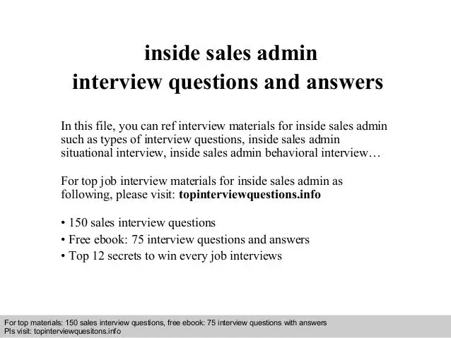 Inside sales admin interview questions and answers