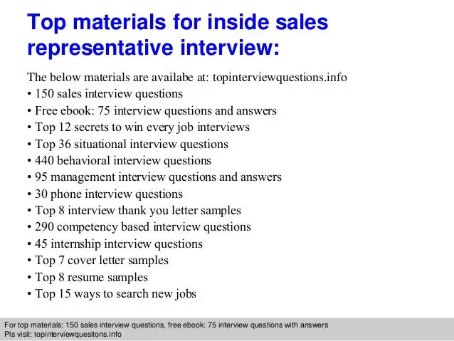 Inside sales representative interview questions and answers