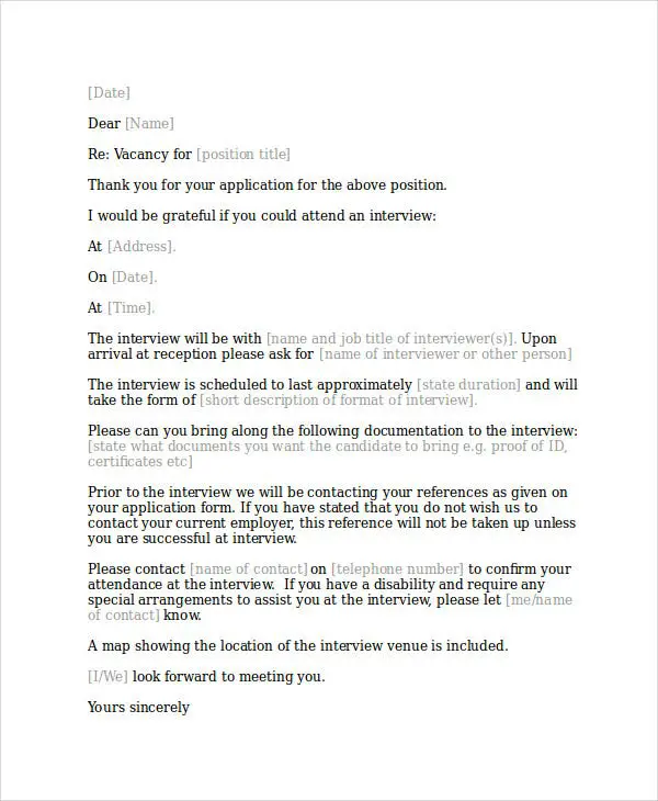 Interview Acknowledgement Letter Templates