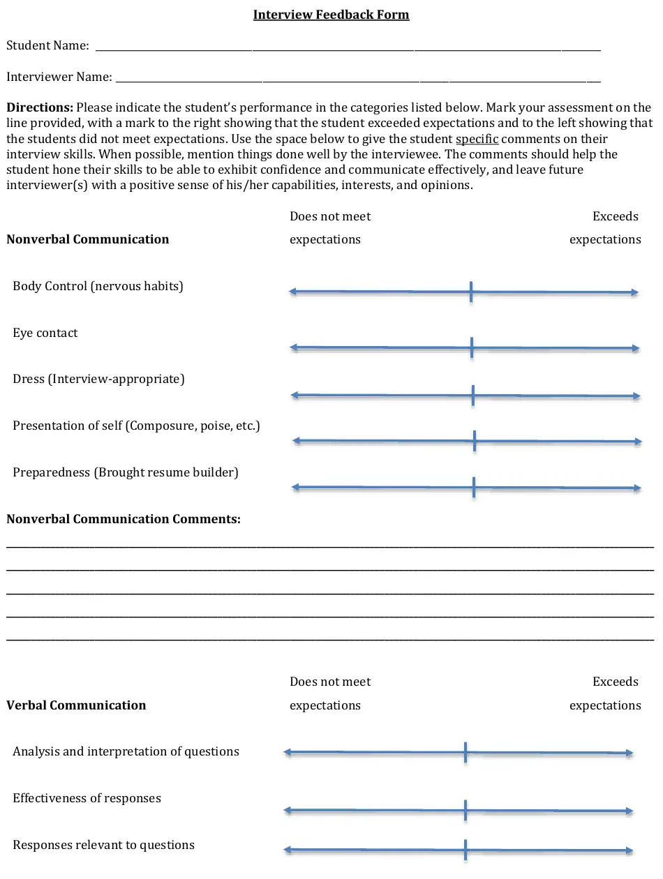 Interview Feedback Form Download Printable PDF