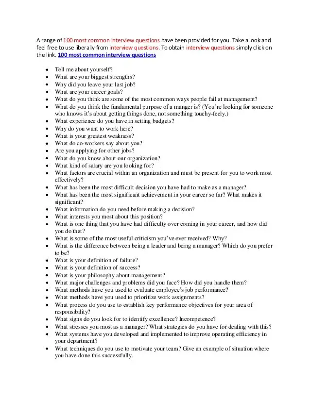 Interview questions and answers for managers pdf