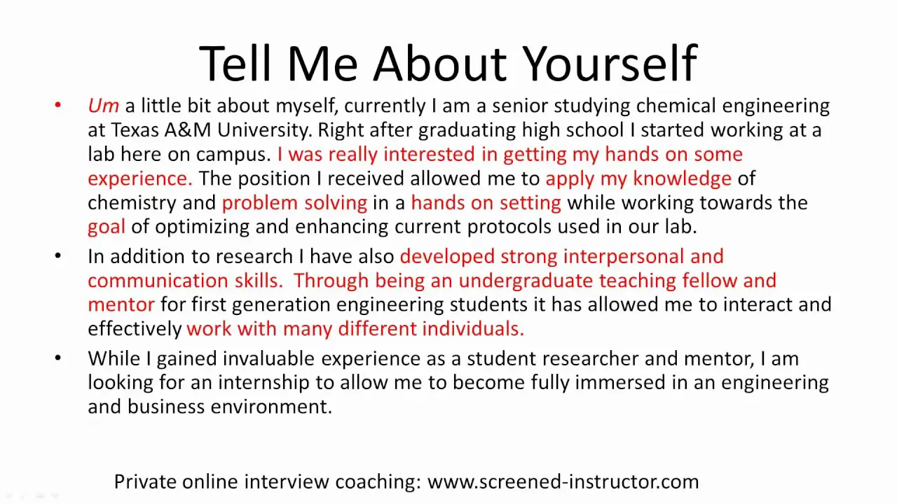 Interview Sample Answer: Tell Me About Yourself