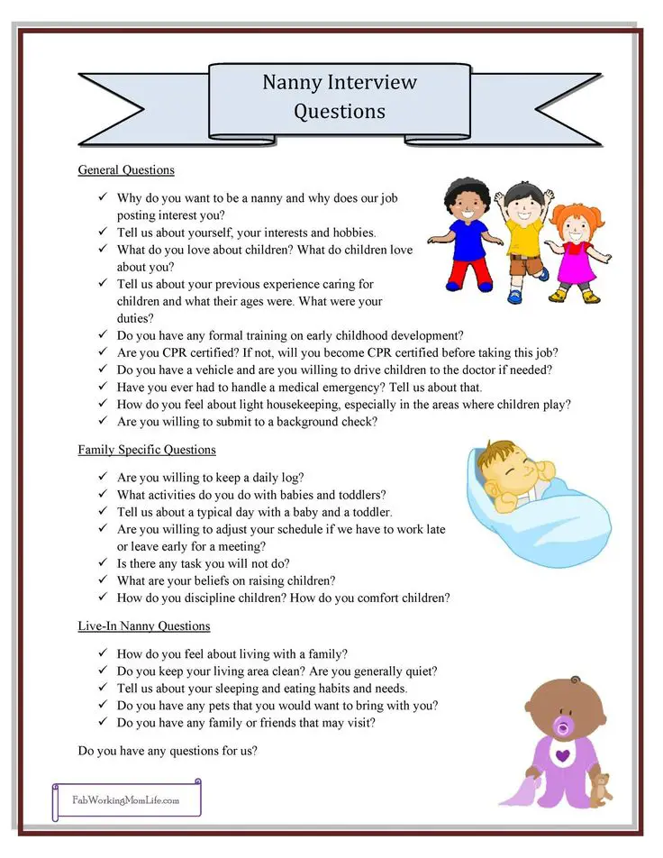 Nanny Interview Questions, Grab Your Printable Checklist ...