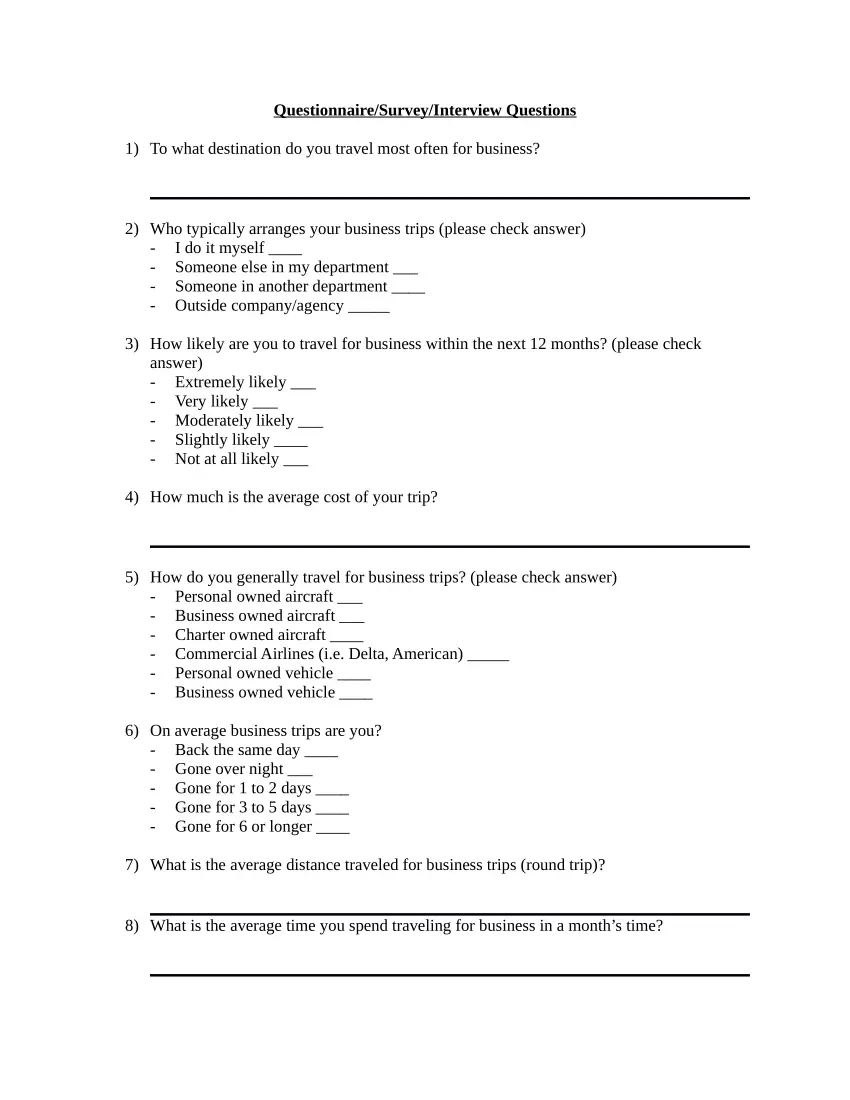 (PDF) Questionnaire/Survey/Phone Interview Script