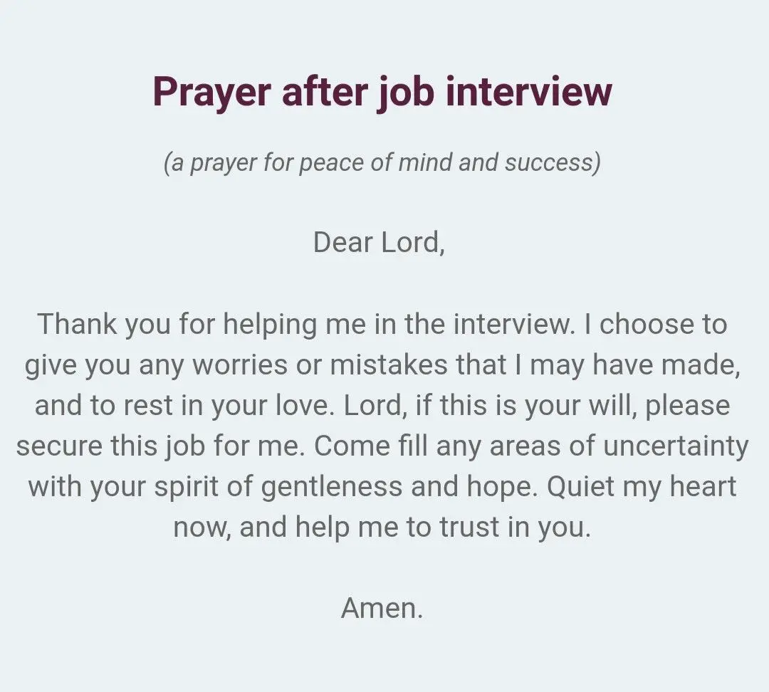 Prayer after job interview in 2020
