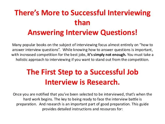 Preparing for job interview questions