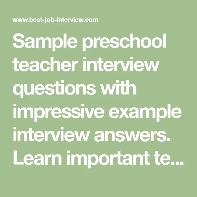 Preschool Teacher Interview Questions and Answers in 2020