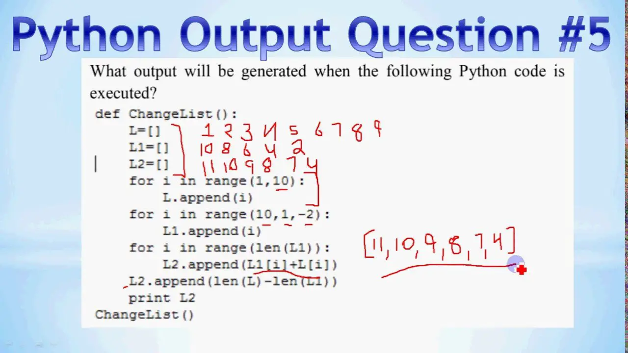 Python Output Question 5