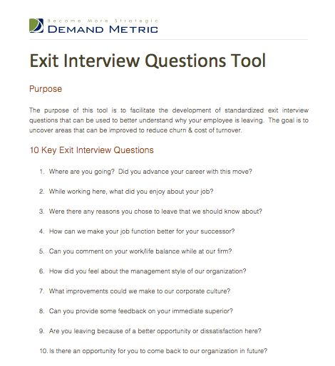 Question For Exit Interview