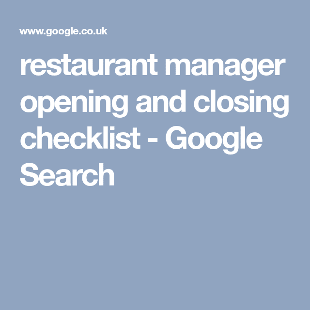 restaurant manager opening and closing checklist