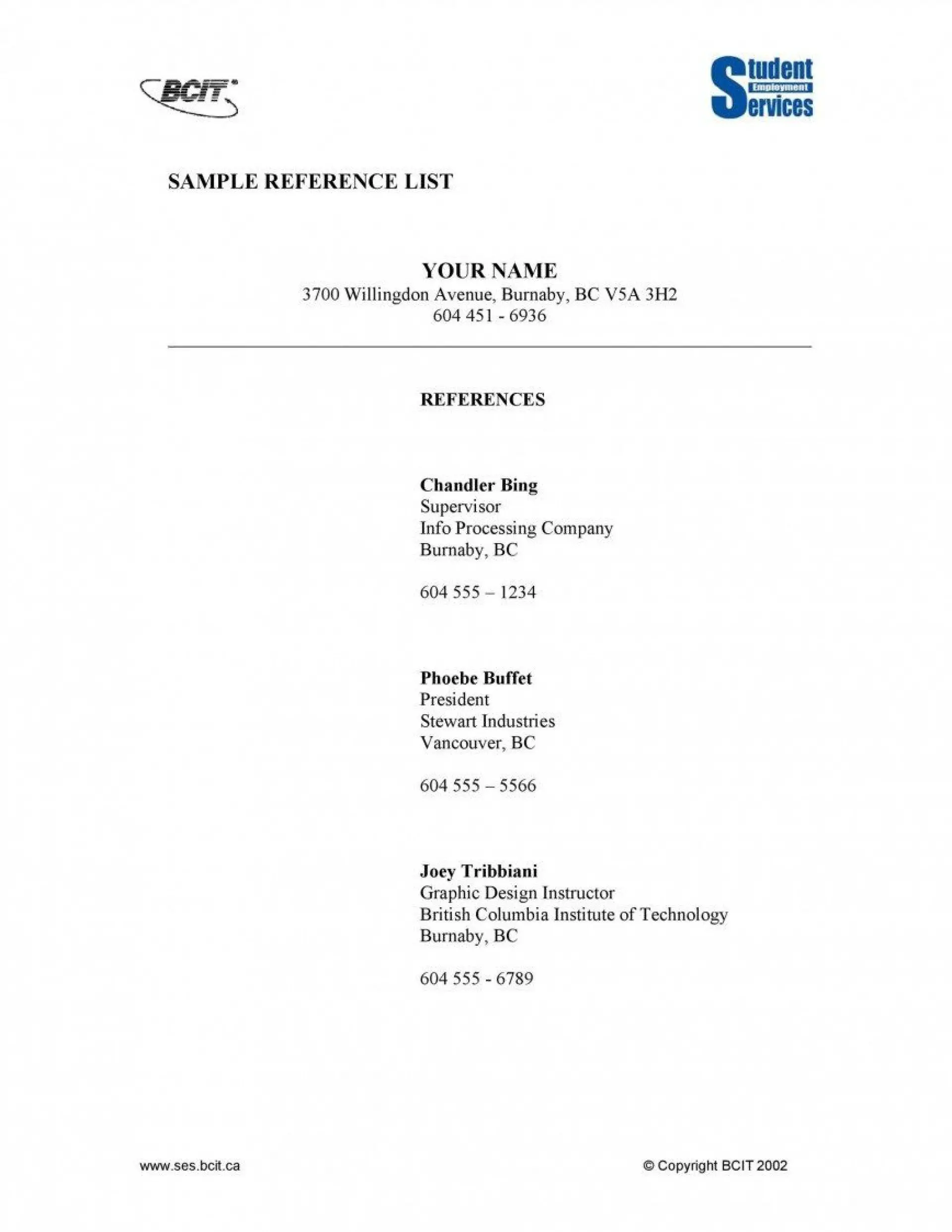 Resume Reference Template : References Template For Resume : Many ...