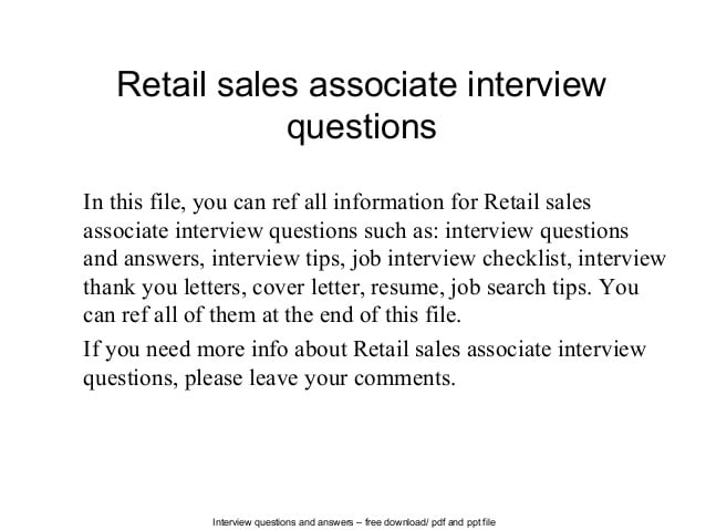 Retail sales associate interview questions