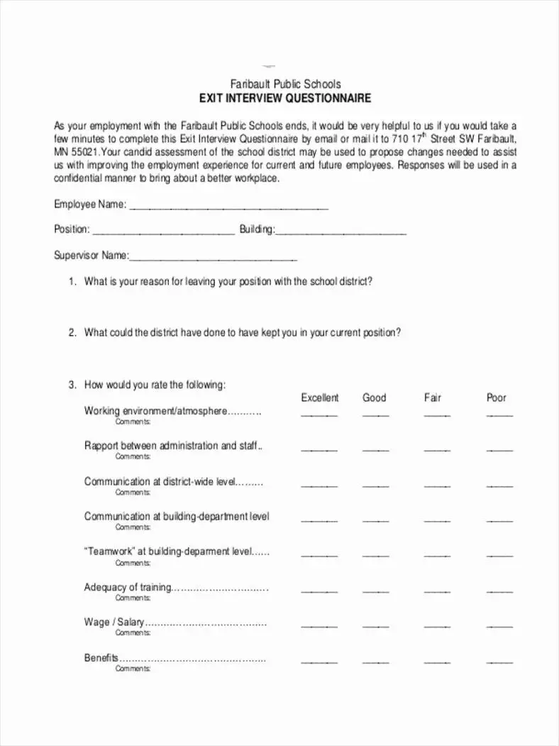 Sample Exit Interview forms Awesome Types Of Exit ...