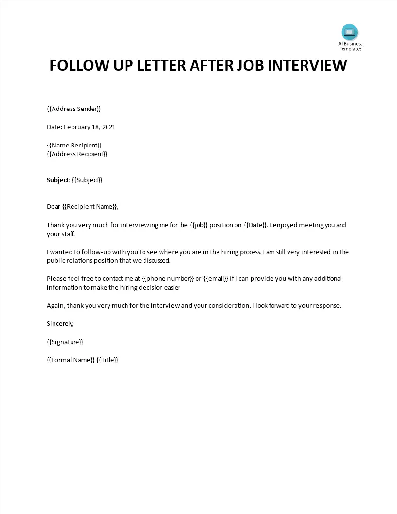Sample Follow Up Email After Interview